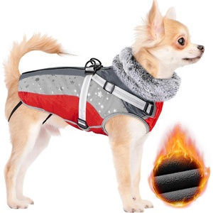 image:imageSlowTon Dog Jacket with Harness Built in  Waterproof Fleece Winter Warm Dog Coats for Small Medium Dogs Reflective Adjustable Furry Puppy Vest Clothes for Outdoor Walking BlueSRed  Gray
