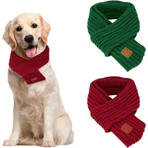 image:imageSlowTon Dog Knitted Scarf 2 Pack Dog Warm Bandanas Winter Holiday Decoration Scarf for Small Medium Large Dogs RedRedARed  Green