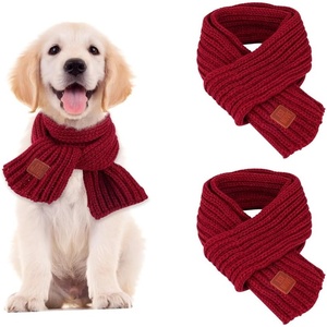 image:imageSlowTon Dog Knitted Scarf 2 Pack Dog Warm Bandanas Winter Holiday Decoration Scarf for Small Medium Large Dogs RedRedERed  Red