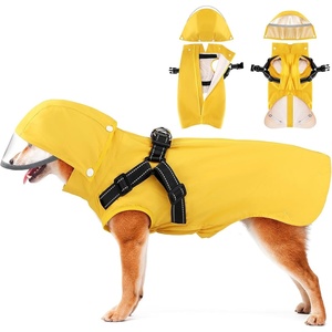 image:imageSlowTon Dog Raincoat Waterproof  Dog Rain Jacket with Harness and Hood Lightweight Reflective Dogs Rain Coat for Large Medium Small Dogs Girl Boy Puppy Poncho Pet Clothes Yellow MZBronze