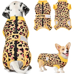 image:imageSlowTon Recovery Suit for Dogs  Dog Surgery Suit Female Spay Male Neuter Dog Surgery Recovery Suit with Zipper Pet Surgical Onesies Bodysuit Abdominal Wound Bandages Pink Leopard S3Yellow Leopard