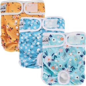 image:imageSlowTon Washable Dog Diapers Female  3 Pack No Leak Reusable Doggie Puppy Diaper with Adjustable Buttons Comfortable Female Dog Diapers for Heat Cycle Period Small Medium Large Dogs XSBFlora