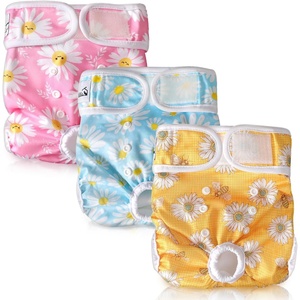 image:imageSlowTon Washable Dog Diapers Female  3 Pack No Leak Reusable Doggie Puppy Diaper with Adjustable Buttons Comfortable Female Dog Diapers for Heat Cycle Period Small Medium Large Dogs XSADaisy