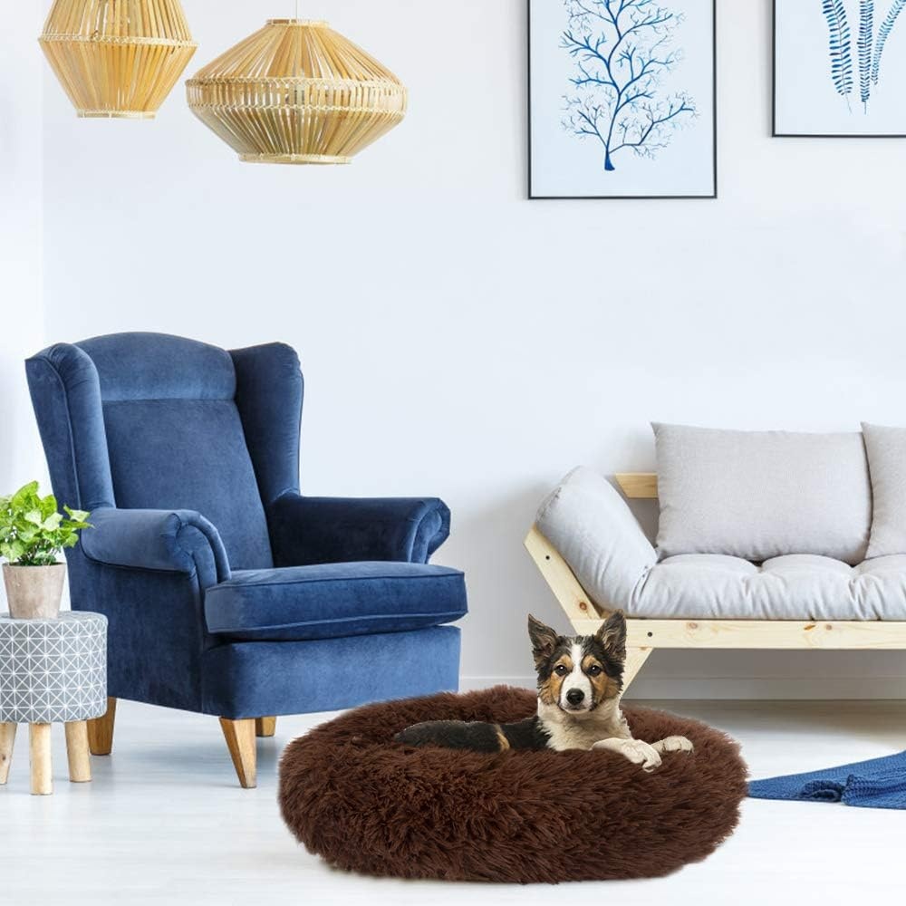 image:imageSlowTon Calming Dog Bed for Medium Dogs Cats Donut Cuddler Cozy Warm AntiAnxiety Dog Cat Cushion Mat Ultra Soft Fluffy Plush Round Pet Pillow NonSlip Bottom Machine WashableCoffeeMedium 28