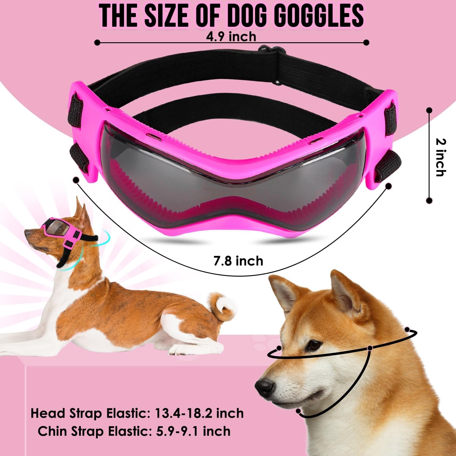 image:imageSlowTon Dog Helmet and Goggles UV Protection Doggy Sunglasses Dog Glasses Pet Motorcycle Helmet Hat with Ear Holes Adjustable Belt Safety Hat for Small Medium Large Dogs Puppy Riding Black M2Pink