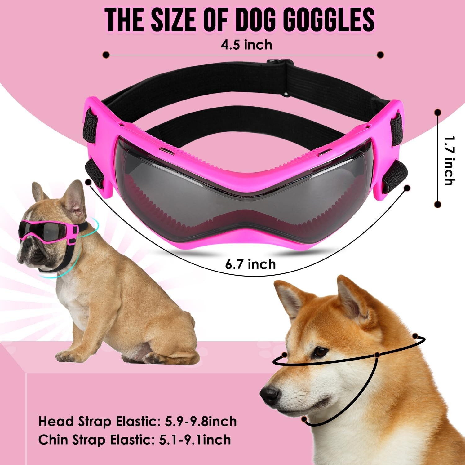 image:imageSlowTon Dog Helmet and Goggles UV Protection Doggy Sunglasses Dog Glasses Pet Motorcycle Helmet Hat with Ear Holes Adjustable Belt Safety Hat for Small Medium Large Dogs Puppy Riding Black M2Pink