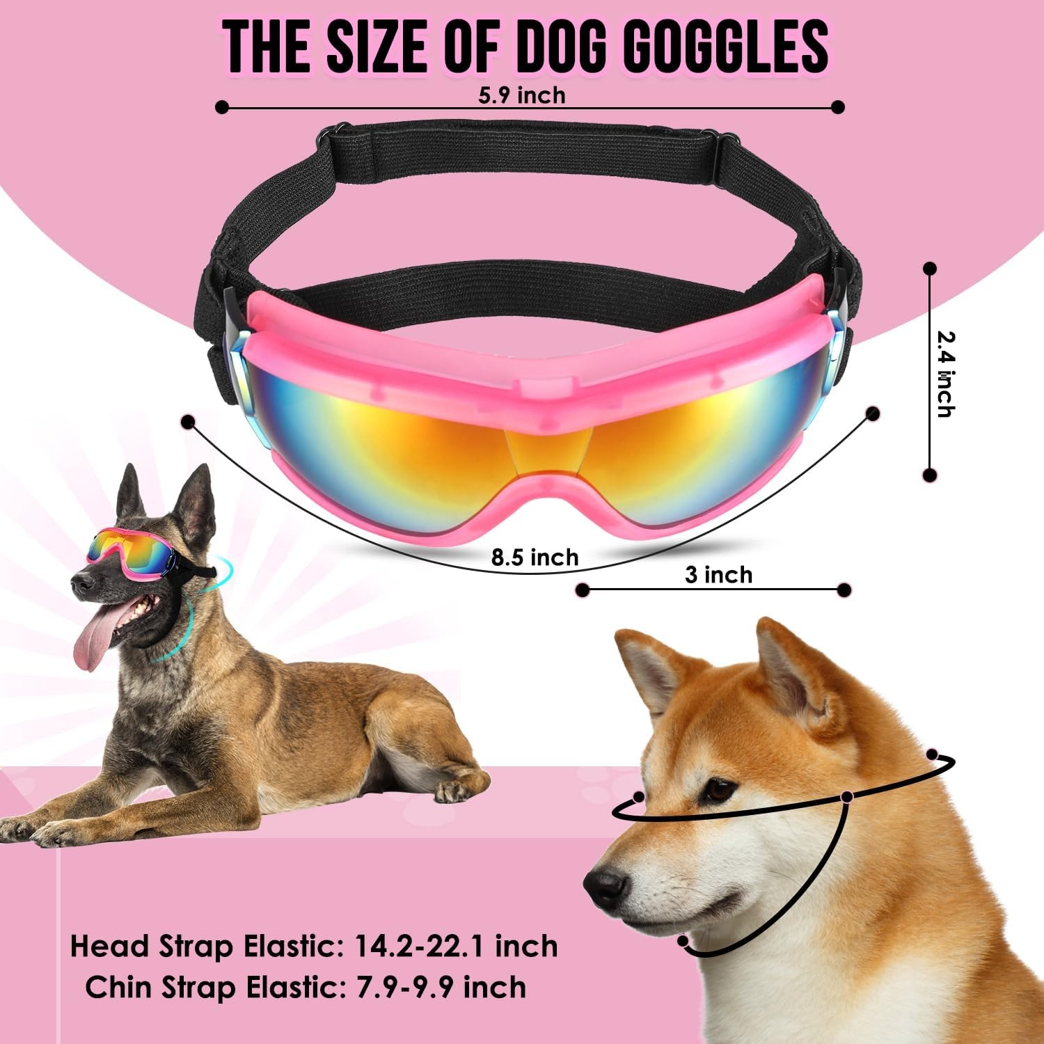 image:imageSlowTon Dog Helmet and Goggles UV Protection Doggy Sunglasses Dog Glasses Pet Motorcycle Helmet Hat with Ear Holes Adjustable Belt Safety Hat for Small Medium Large Dogs Puppy Riding Black M2Pink