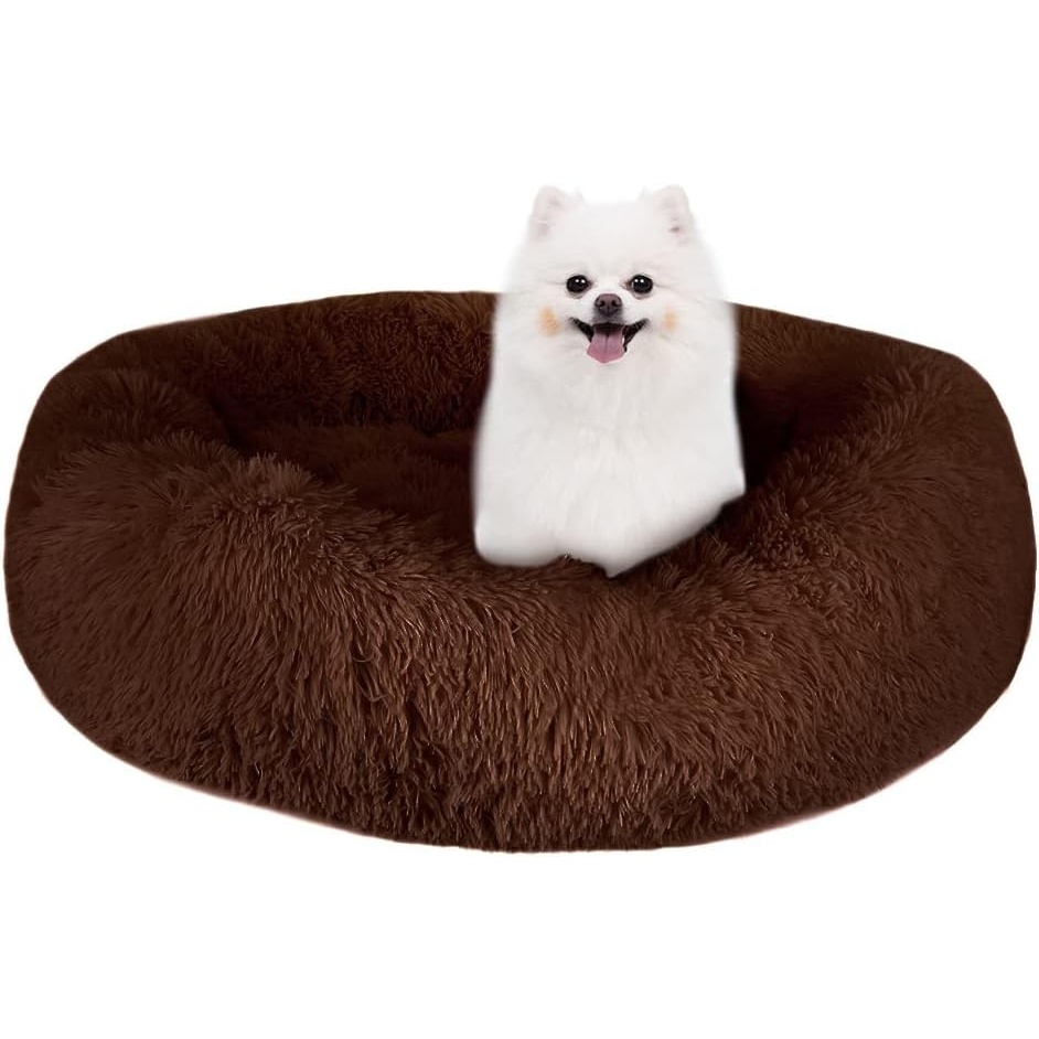 image:imageSlowTon Calming Dog Bed for Medium Dogs Cats Donut Cuddler Cozy Warm AntiAnxiety Dog Cat Cushion Mat Ultra Soft Fluffy Plush Round Pet Pillow NonSlip Bottom Machine WashableCoffeeMedium 28