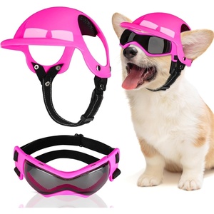 image:imageSlowTon Dog Helmet and Goggles  UV Protection Doggy Sunglasses Dog Glasses Pet Motorcycle Helmet Hat with Ear Holes Adjustable Belt Safety Hat for Small Medium Large Dogs Puppy Riding Black M2Pink