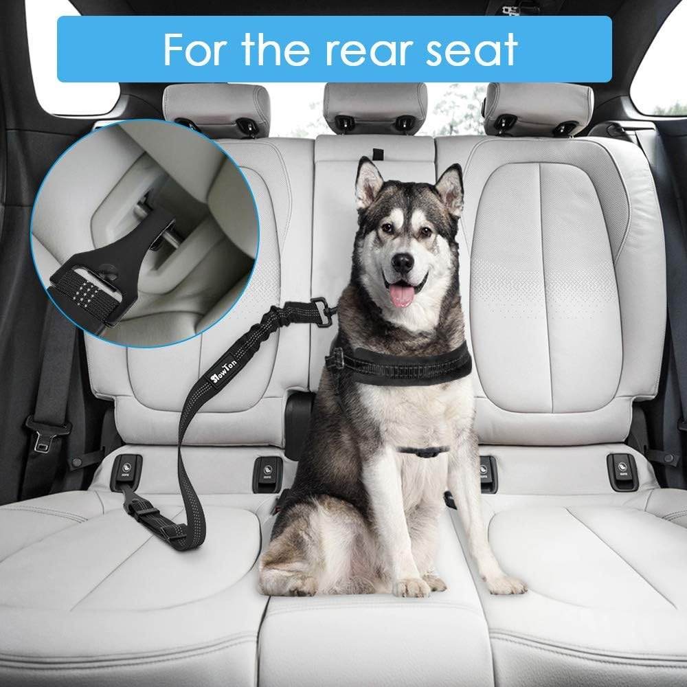 image:imageSlowTon 2 Packs Latch Bar Attachment Dog Car Seatbelt Metal Buckle Universal Compatibility Medium Chest Girth 22295 inch 5597493cm Black