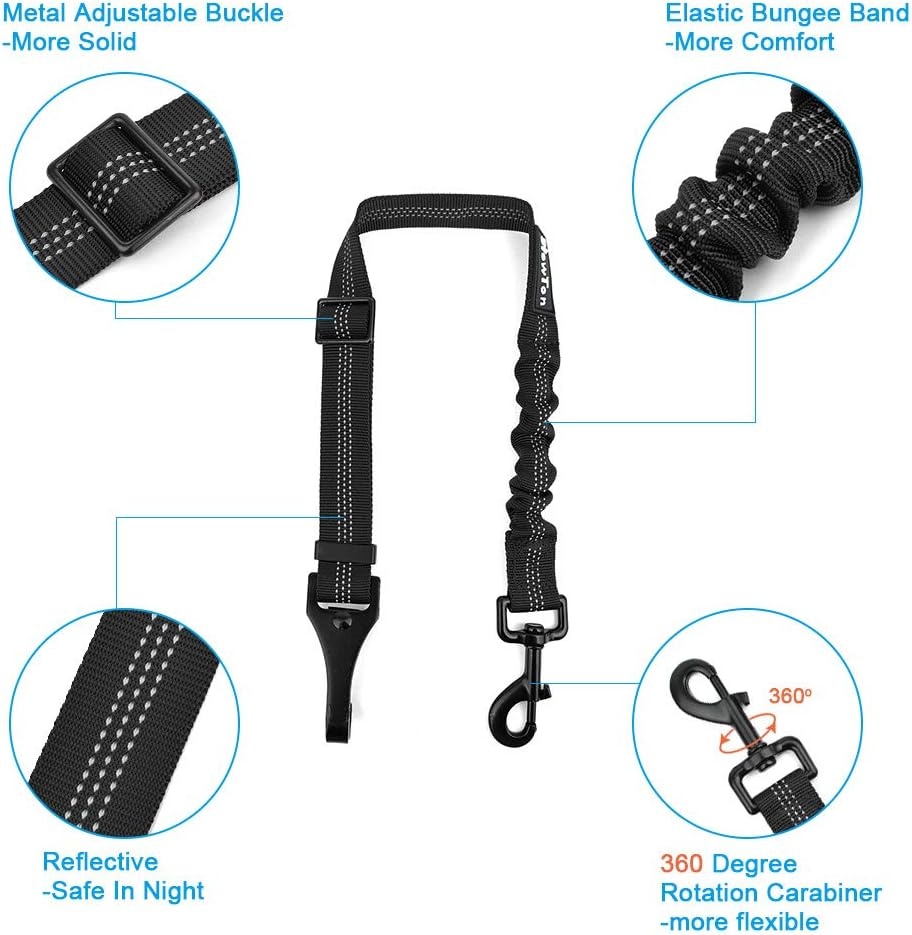 image:imageSlowTon 2 Packs Latch Bar Attachment Dog Car Seatbelt Metal Buckle Universal Compatibility Medium Chest Girth 22295 inch 5597493cm Black