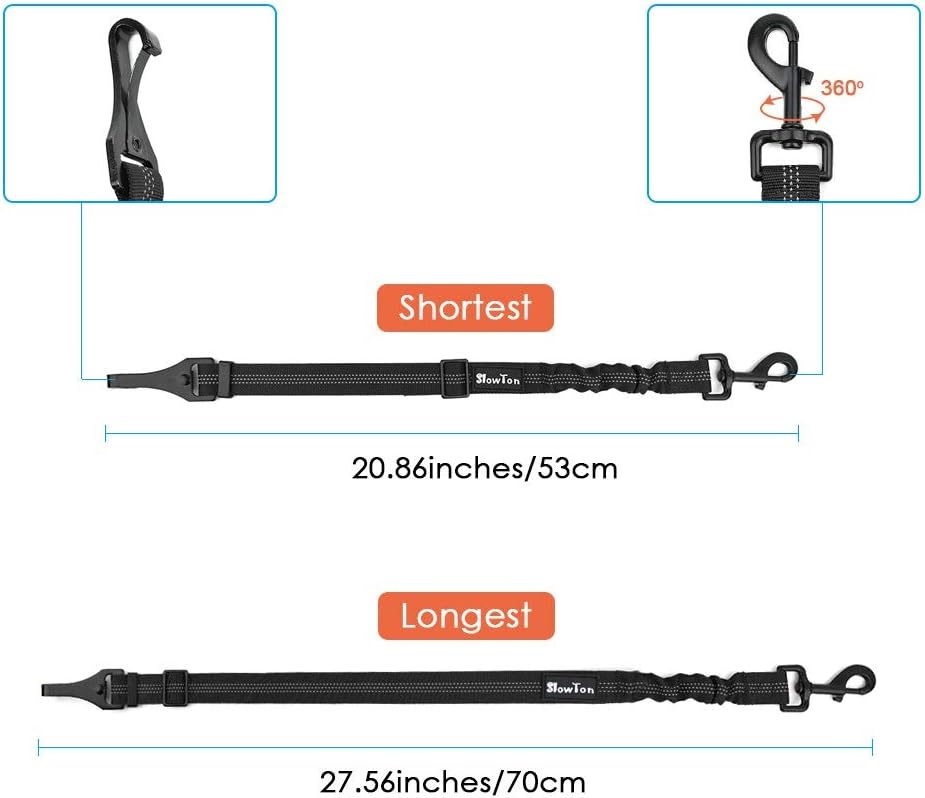 image:imageSlowTon 2 Packs Latch Bar Attachment Dog Car Seatbelt Metal Buckle Universal Compatibility Medium Chest Girth 22295 inch 5597493cm Black