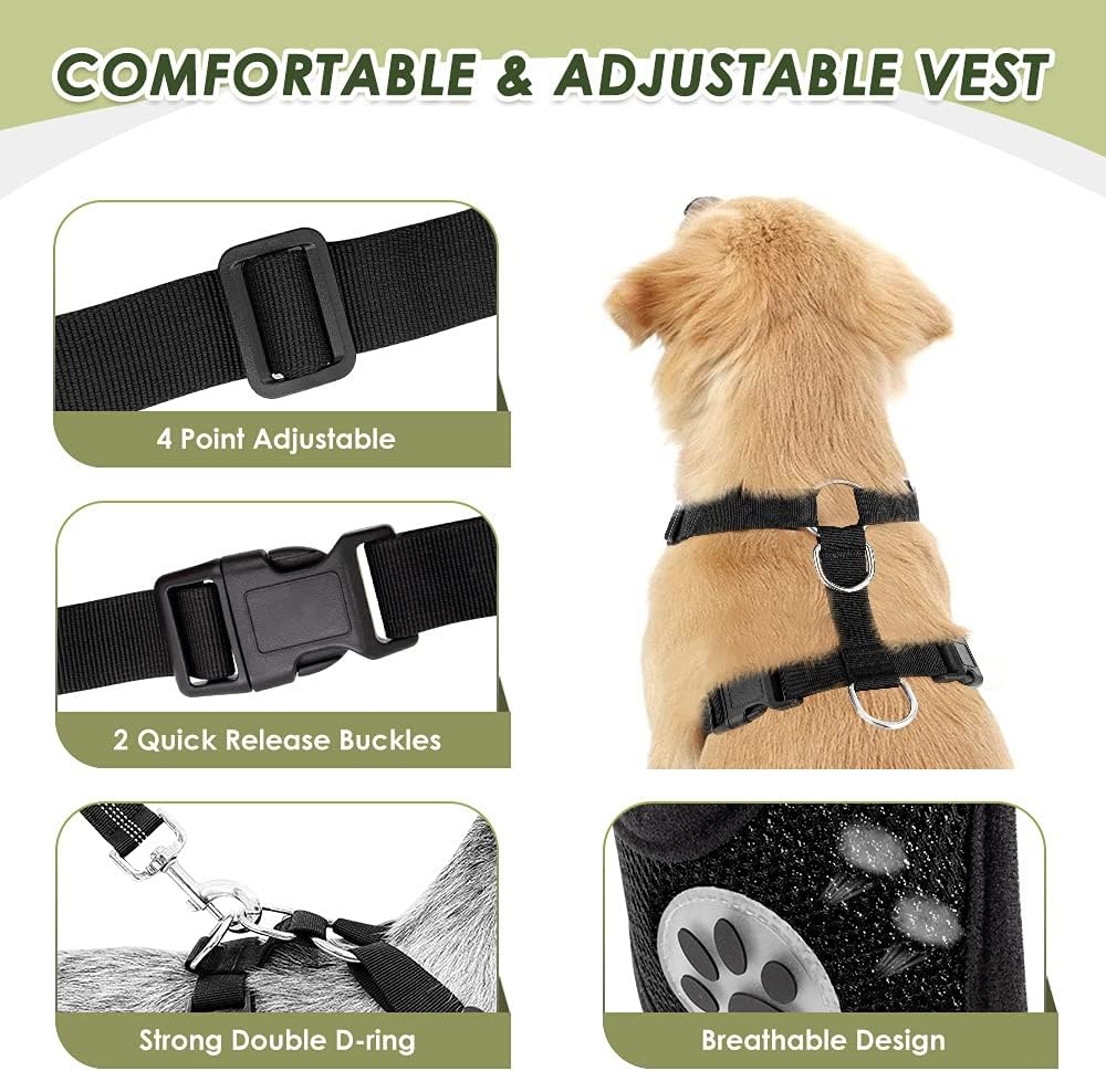 image:imageSlowTon Dog Seat Belt Harness for Car Dog Car Harness Adjustable Mesh Breathable amp Dog Seatbelt Safety Tether with Elastic Bungee for Small Medium Large PetsBlack Double Clip MBRed