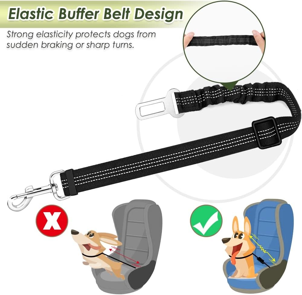 image:imageSlowTon Dog Seat Belt Harness for Car Dog Car Harness Adjustable Mesh Breathable amp Dog Seatbelt Safety Tether with Elastic Bungee for Small Medium Large PetsBlack Double Clip MRRedSingle Clip