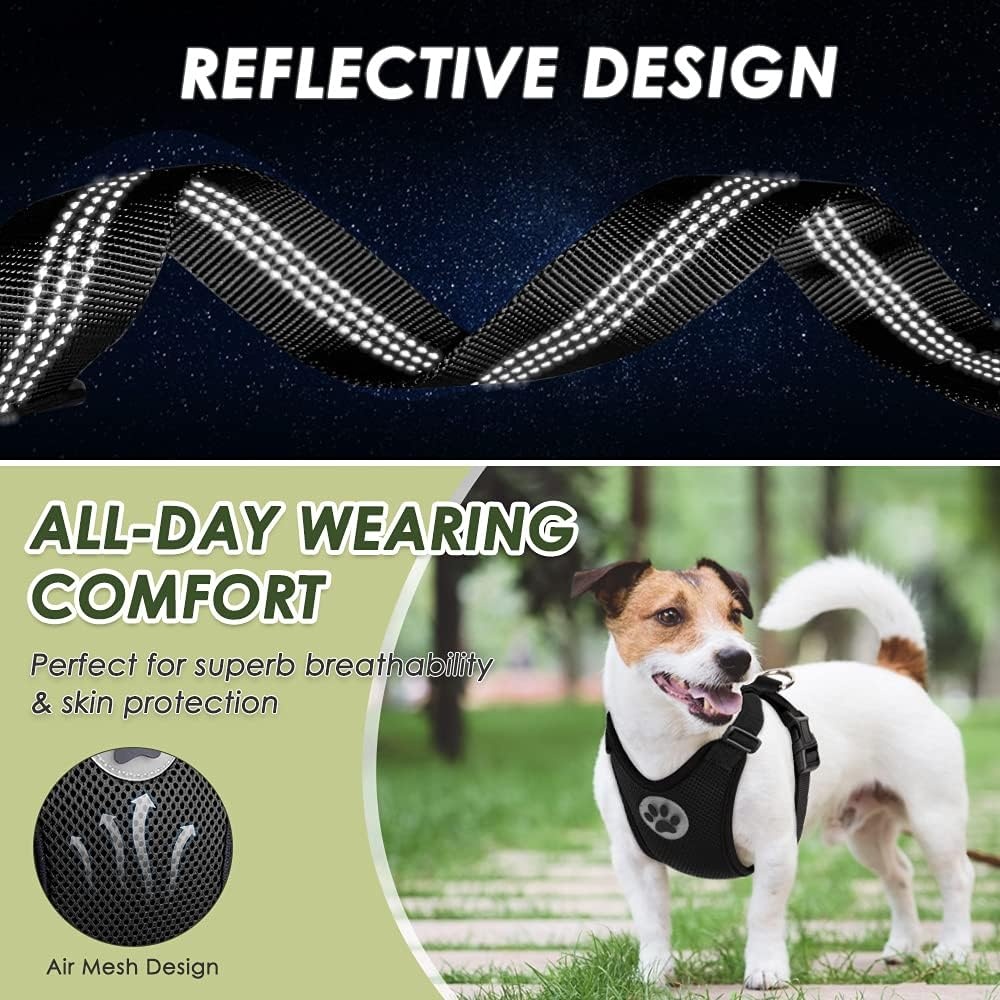image:imageSlowTon Dog Seat Belt Harness for Car Dog Car Harness Adjustable Mesh Breathable amp Dog Seatbelt Safety Tether with Elastic Bungee for Small Medium Large PetsBlack Double Clip MABlack