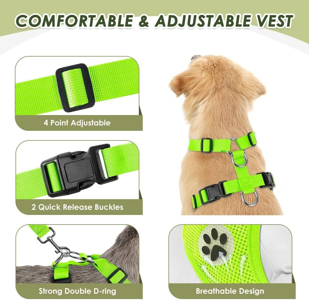 image:imageSlowTon Dog Seat Belt Harness for Car Dog Car Harness Adjustable Mesh Breathable amp Dog Seatbelt Safety Tether with Elastic Bungee for Small Medium Large PetsBlack Double Clip MILime