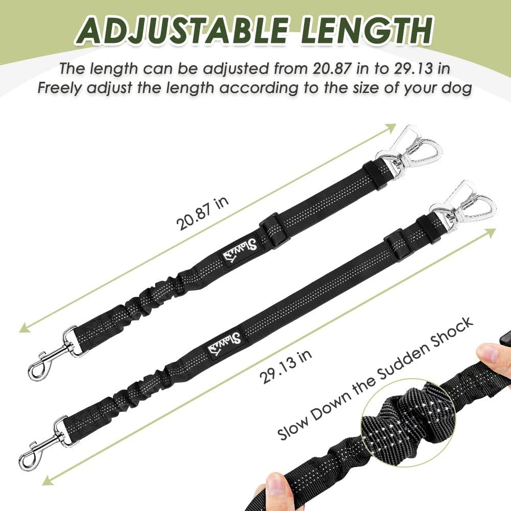 image:imageSlowTon Dog Seat Belt Harness for Car Dog Car Harness Adjustable Mesh Breathable amp Dog Seatbelt Safety Tether with Elastic Bungee for Small Medium Large PetsBlack Double Clip MILime