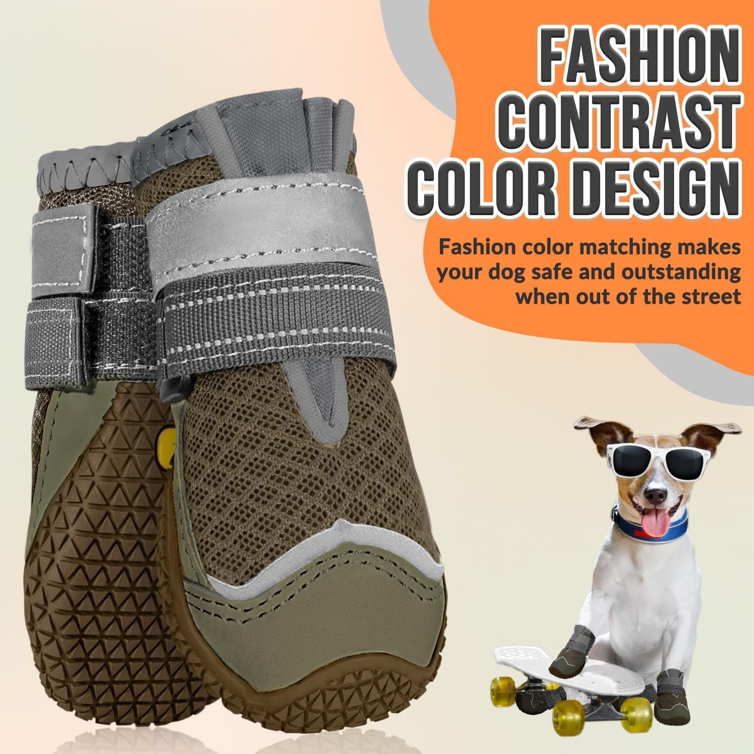image:imageSlowTon Dog Shoes for Large Small Medium Dogs Waterproof Dog Boots for Summer Hot Pavement Paw Protector for Outdoor Walking Winter Snow AntiSlip Rubber Dog Booties for Hardwood Floor B 6DBrown
