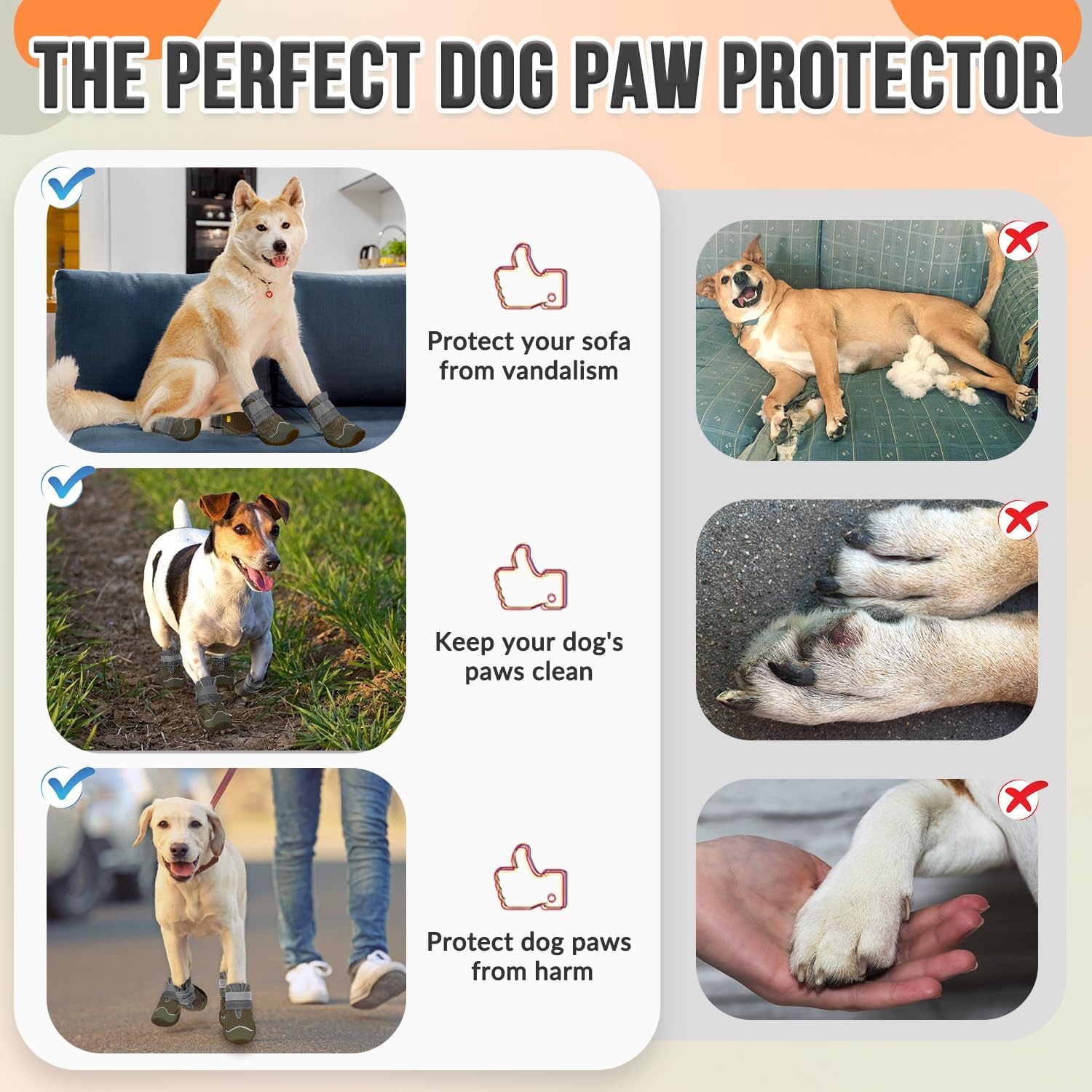 image:imageSlowTon Dog Shoes for Large Small Medium Dogs Waterproof Dog Boots for Summer Hot Pavement Paw Protector for Outdoor Walking Winter Snow AntiSlip Rubber Dog Booties for Hardwood Floor B 6DBrown
