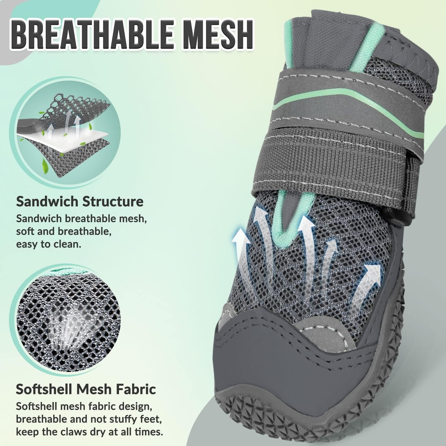 image:imageSlowTon Dog Shoes for Large Small Medium Dogs Waterproof Dog Boots for Summer Hot Pavement Paw Protector for Outdoor Walking Winter Snow AntiSlip Rubber Dog Booties for Hardwood Floor B 6BGrey