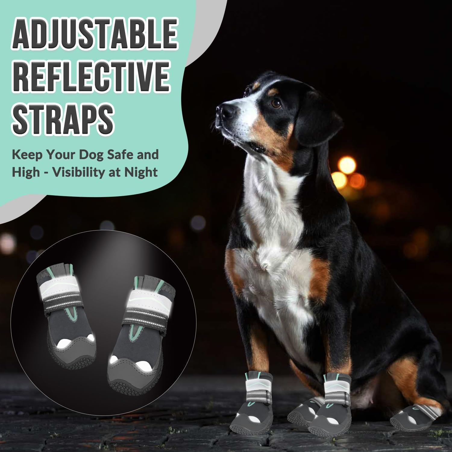 image:imageSlowTon Dog Shoes for Large Small Medium Dogs Waterproof Dog Boots for Summer Hot Pavement Paw Protector for Outdoor Walking Winter Snow AntiSlip Rubber Dog Booties for Hardwood Floor B 6EGrey Waterproof