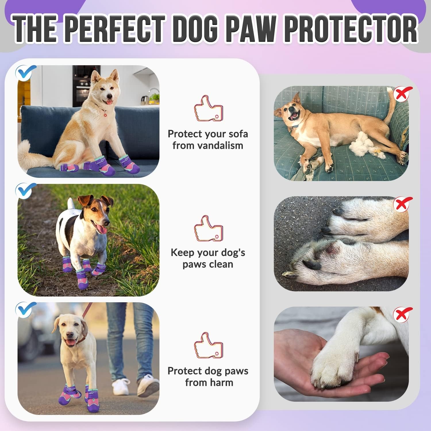 image:imageSlowTon Dog Shoes for Large Small Medium Dogs Waterproof Dog Boots for Summer Hot Pavement Paw Protector for Outdoor Walking Winter Snow AntiSlip Rubber Dog Booties for Hardwood Floor B 6CPink