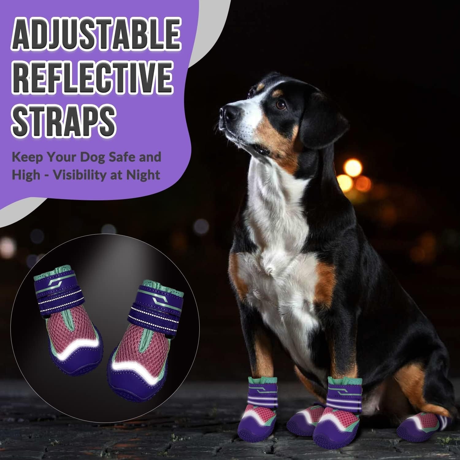 image:imageSlowTon Dog Shoes for Large Small Medium Dogs Waterproof Dog Boots for Summer Hot Pavement Paw Protector for Outdoor Walking Winter Snow AntiSlip Rubber Dog Booties for Hardwood Floor B 6CPink
