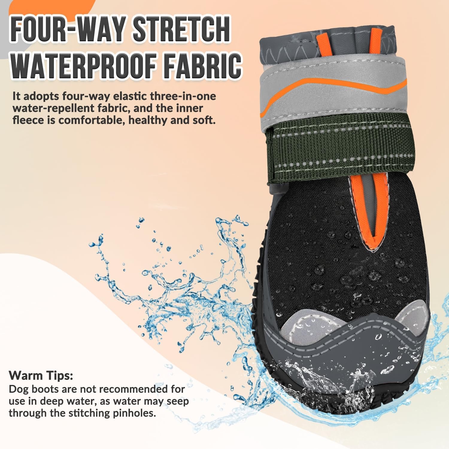 image:imageSlowTon Dog Shoes for Large Small Medium Dogs Waterproof Dog Boots for Summer Hot Pavement Paw Protector for Outdoor Walking Winter Snow AntiSlip Rubber Dog Booties for Hardwood Floor B 6EBlack Waterproof