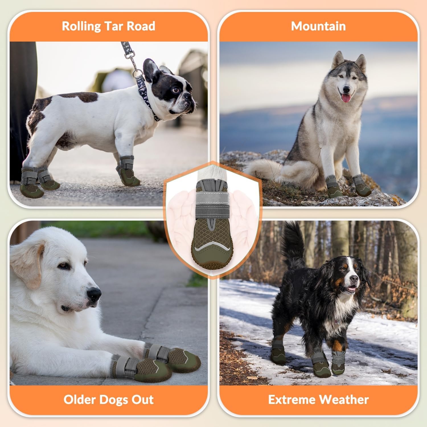 image:imageSlowTon Dog Shoes for Large Small Medium Dogs Waterproof Dog Boots for Summer Hot Pavement Paw Protector for Outdoor Walking Winter Snow AntiSlip Rubber Dog Booties for Hardwood Floor B 6DBrown