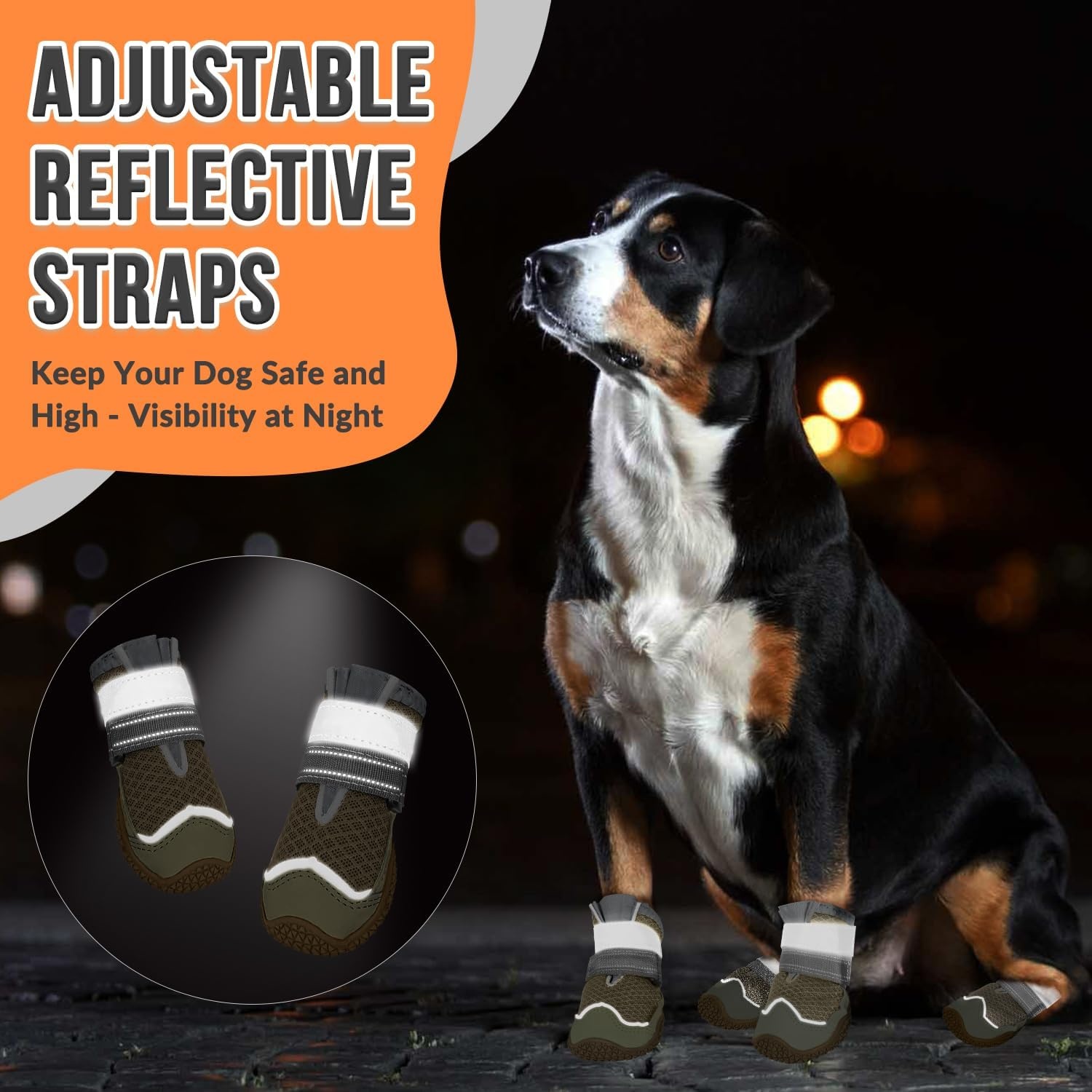 image:imageSlowTon Dog Shoes for Large Small Medium Dogs Waterproof Dog Boots for Summer Hot Pavement Paw Protector for Outdoor Walking Winter Snow AntiSlip Rubber Dog Booties for Hardwood Floor B 6DBrown