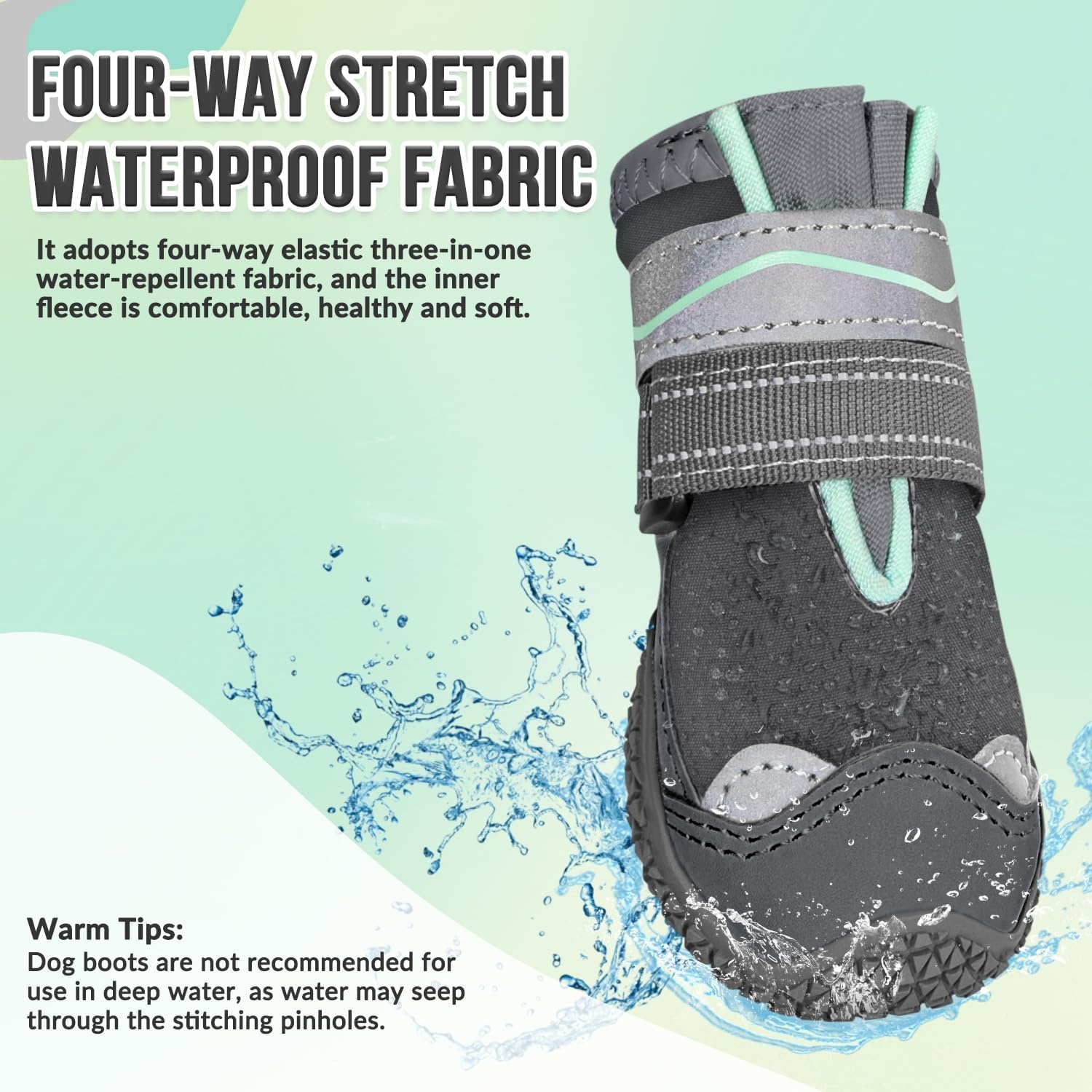 image:imageSlowTon Dog Shoes for Large Small Medium Dogs Waterproof Dog Boots for Summer Hot Pavement Paw Protector for Outdoor Walking Winter Snow AntiSlip Rubber Dog Booties for Hardwood Floor B 6EGrey Waterproof