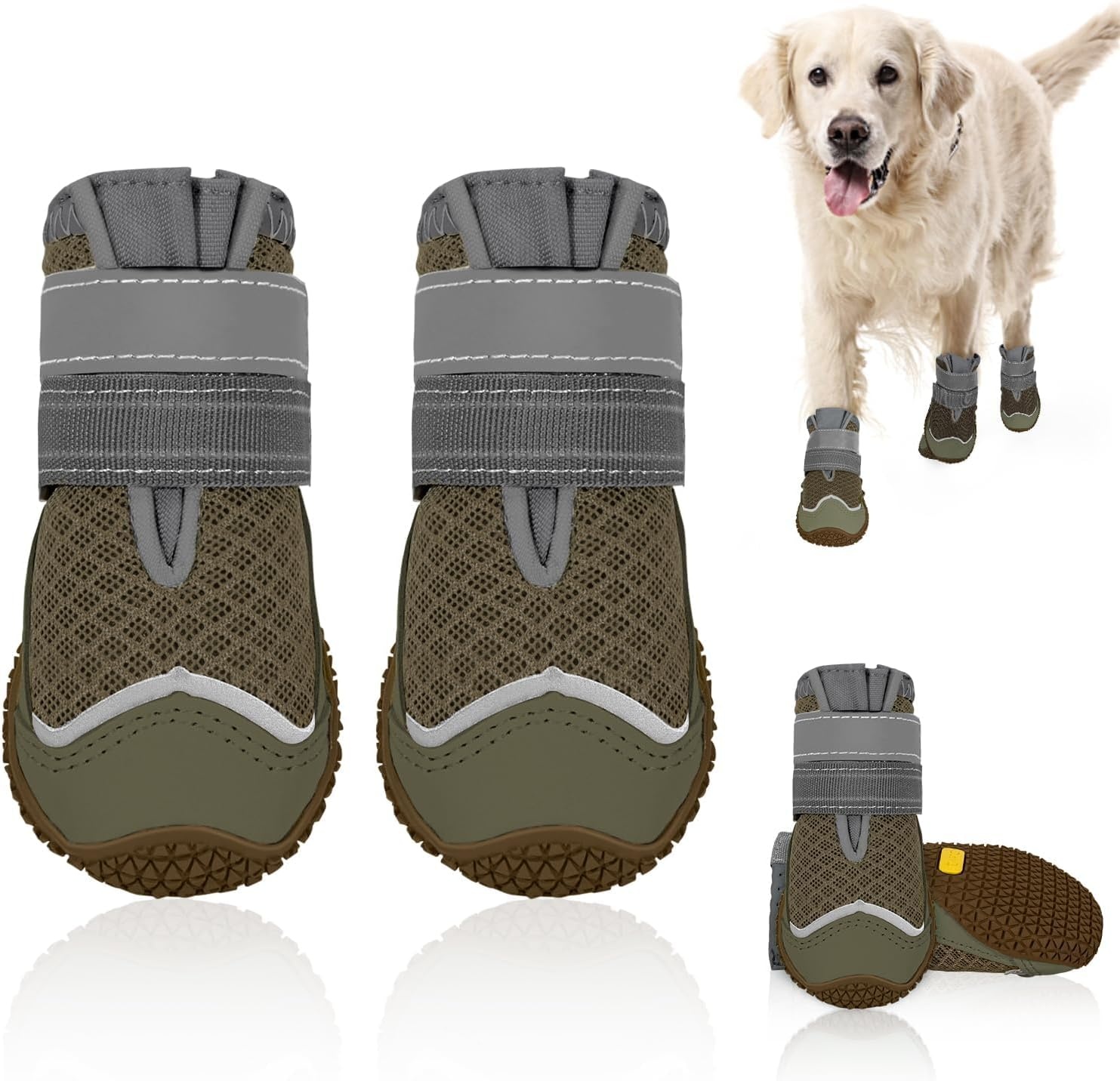 image:imageSlowTon Dog Shoes for Large Small Medium Dogs Waterproof Dog Boots for Summer Hot Pavement Paw Protector for Outdoor Walking Winter Snow AntiSlip Rubber Dog Booties for Hardwood Floor B 6DBrown