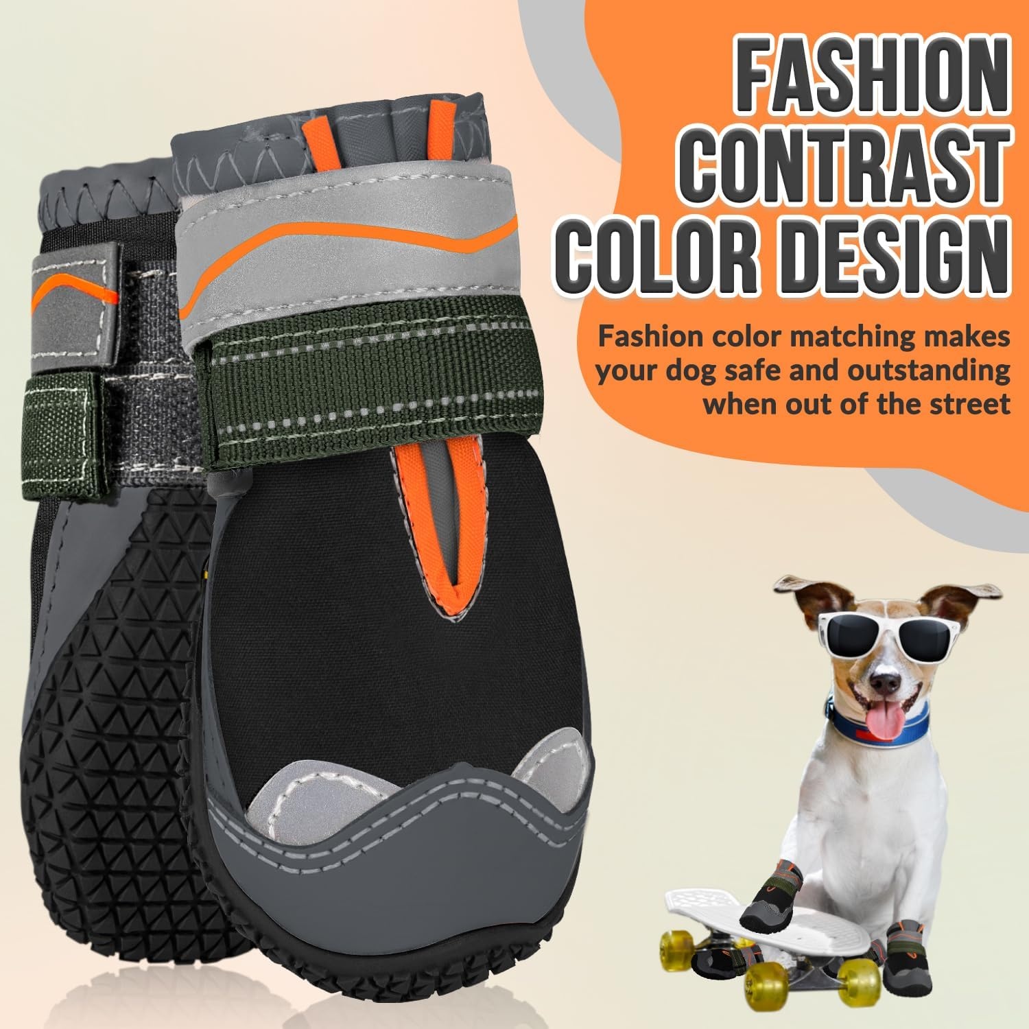 image:imageSlowTon Dog Shoes for Large Small Medium Dogs Waterproof Dog Boots for Summer Hot Pavement Paw Protector for Outdoor Walking Winter Snow AntiSlip Rubber Dog Booties for Hardwood Floor B 6EBlack Waterproof