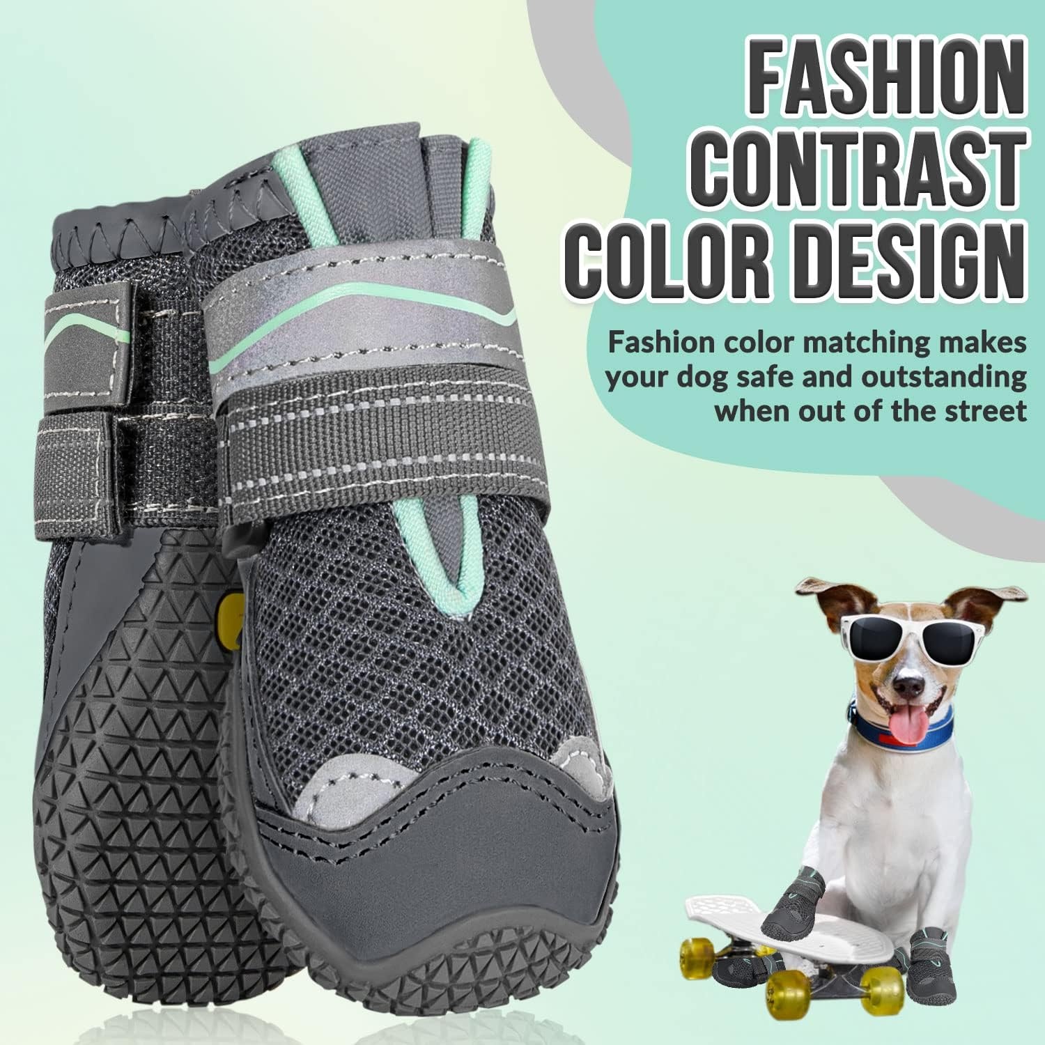 image:imageSlowTon Dog Shoes for Large Small Medium Dogs Waterproof Dog Boots for Summer Hot Pavement Paw Protector for Outdoor Walking Winter Snow AntiSlip Rubber Dog Booties for Hardwood Floor B 6BGrey