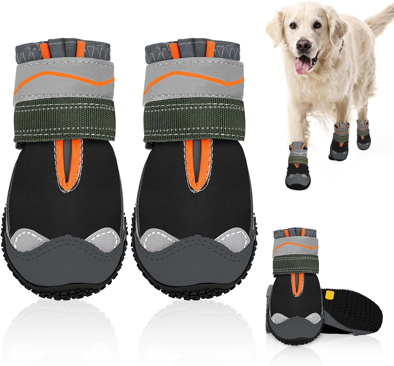 image:imageSlowTon Dog Shoes for Large Small Medium Dogs Waterproof Dog Boots for Summer Hot Pavement Paw Protector for Outdoor Walking Winter Snow AntiSlip Rubber Dog Booties for Hardwood Floor B 6EBlack Waterproof