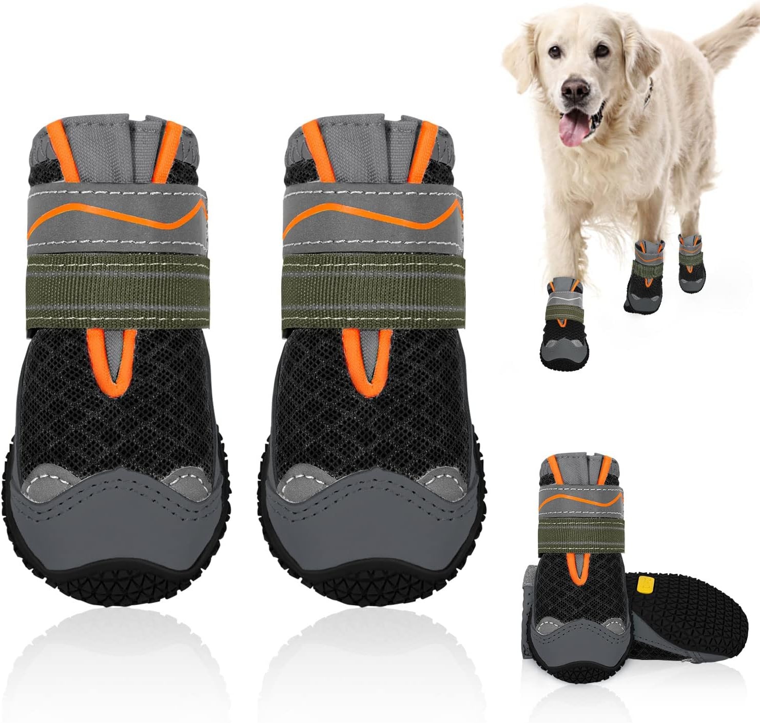 image:imageSlowTon Dog Shoes for Large Small Medium Dogs Waterproof Dog Boots for Summer Hot Pavement Paw Protector for Outdoor Walking Winter Snow AntiSlip Rubber Dog Booties for Hardwood Floor B 6BBlack