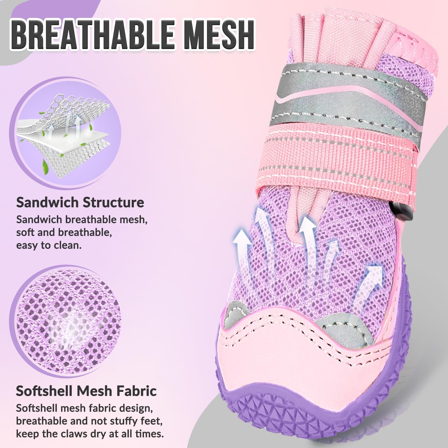 image:imageSlowTon Dog Shoes for Large Small Medium Dogs Waterproof Dog Boots for Summer Hot Pavement Paw Protector for Outdoor Walking Winter Snow AntiSlip Rubber Dog Booties for Hardwood Floor B 6CBaby Pink