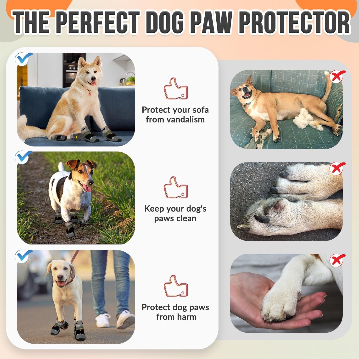 image:imageSlowTon Dog Shoes for Large Small Medium Dogs Waterproof Dog Boots for Summer Hot Pavement Paw Protector for Outdoor Walking Winter Snow AntiSlip Rubber Dog Booties for Hardwood Floor B 6EBlack Waterproof