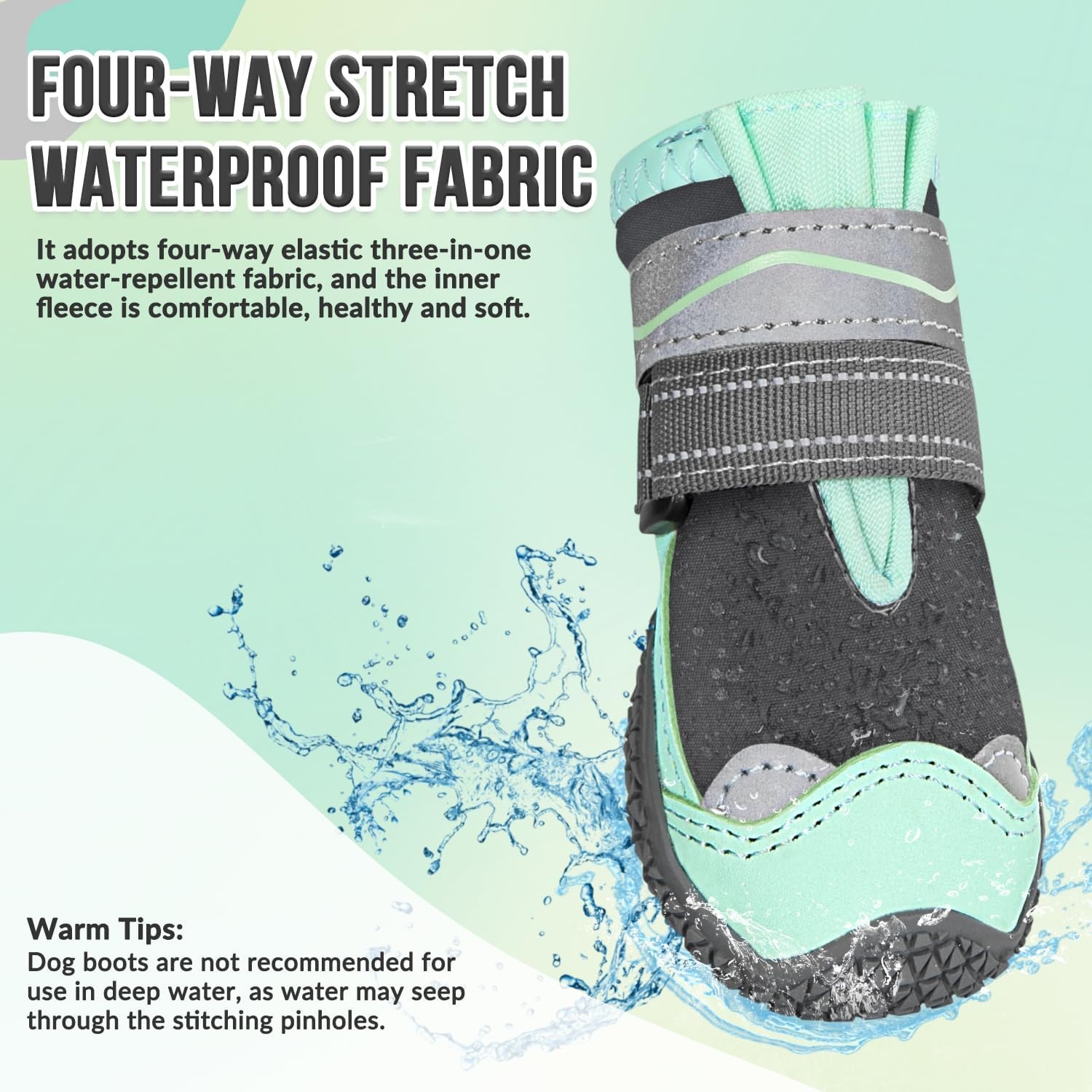image:imageSlowTon Dog Shoes for Large Small Medium Dogs Waterproof Dog Boots for Summer Hot Pavement Paw Protector for Outdoor Walking Winter Snow AntiSlip Rubber Dog Booties for Hardwood Floor B 6EGreen Grey Waterproof