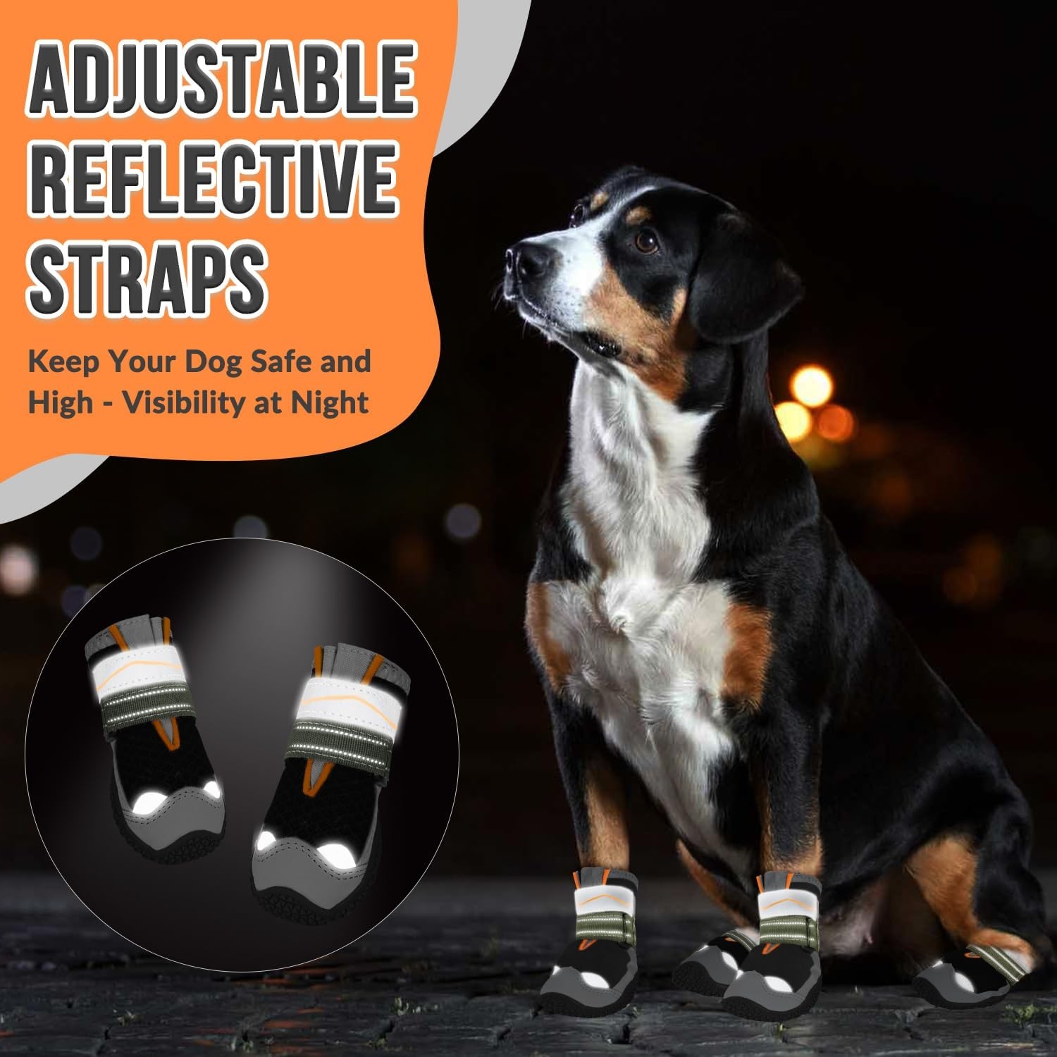 image:imageSlowTon Dog Shoes for Large Small Medium Dogs Waterproof Dog Boots for Summer Hot Pavement Paw Protector for Outdoor Walking Winter Snow AntiSlip Rubber Dog Booties for Hardwood Floor B 6EBlack Waterproof