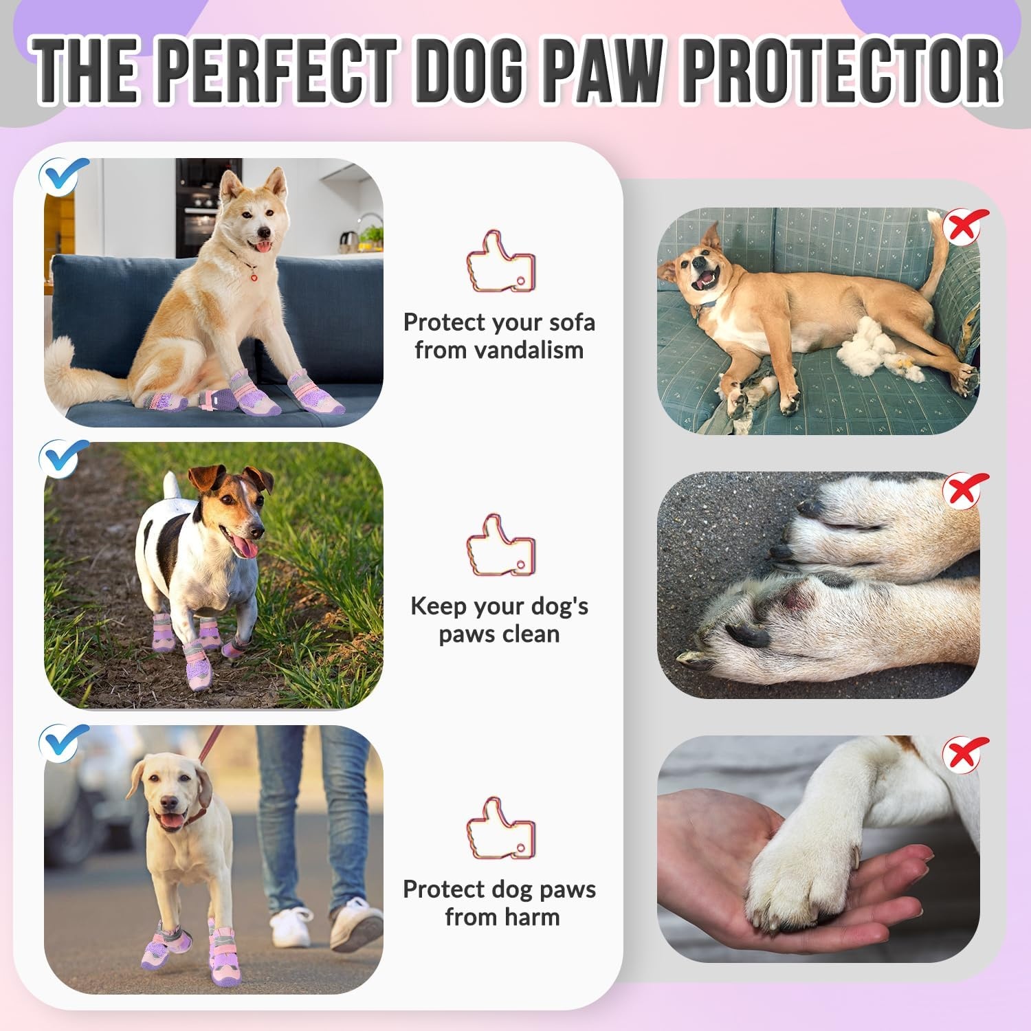 image:imageSlowTon Dog Shoes for Large Small Medium Dogs Waterproof Dog Boots for Summer Hot Pavement Paw Protector for Outdoor Walking Winter Snow AntiSlip Rubber Dog Booties for Hardwood Floor B 6CBaby Pink