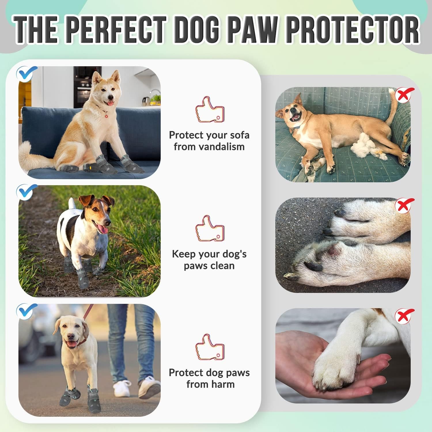 image:imageSlowTon Dog Shoes for Large Small Medium Dogs Waterproof Dog Boots for Summer Hot Pavement Paw Protector for Outdoor Walking Winter Snow AntiSlip Rubber Dog Booties for Hardwood Floor B 6BGrey