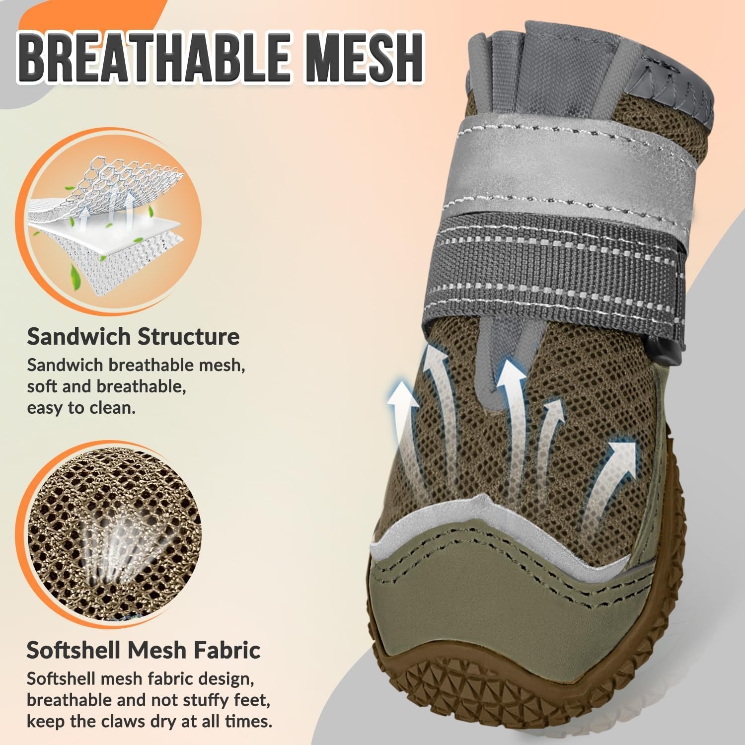 image:imageSlowTon Dog Shoes for Large Small Medium Dogs Waterproof Dog Boots for Summer Hot Pavement Paw Protector for Outdoor Walking Winter Snow AntiSlip Rubber Dog Booties for Hardwood Floor B 6DBrown