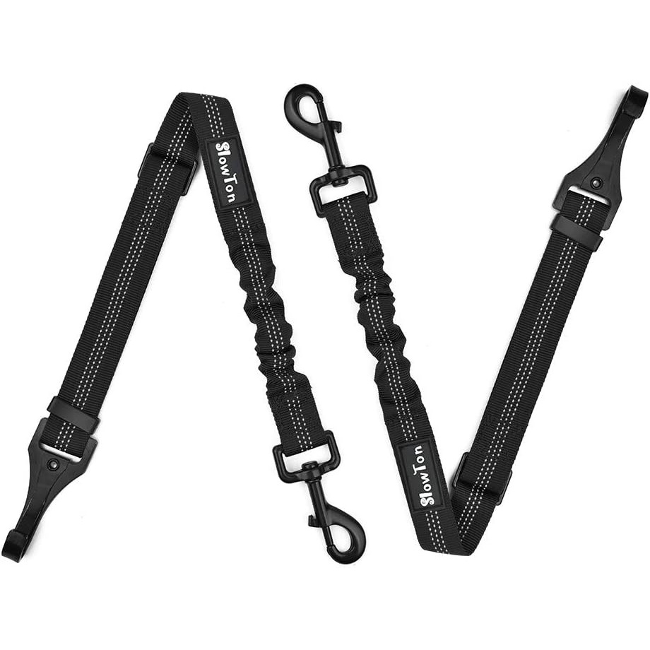image:imageSlowTon 2 Packs Latch Bar Attachment Dog Car Seatbelt Metal Buckle Universal Compatibility Medium Chest Girth 22295 inch 5597493cm Black