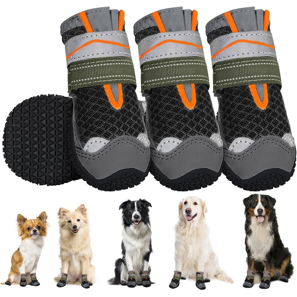image:imageSlowTon Dog Shoes for Large Small Medium Dogs Waterproof Dog Boots for Summer Hot Pavement Paw Protector for Outdoor Walking Winter Snow AntiSlip Rubber Dog Booties for Hardwood Floor B 6BBlack