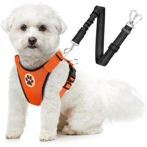 image:imageSlowTon Dog Seat Belt Harness for Car Dog Car Harness Adjustable Mesh Breathable amp Dog Seatbelt Safety Tether with Elastic Bungee for Small Medium Large PetsBlack Double Clip MOOrange