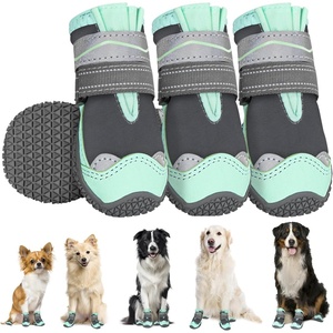 image:imageSlowTon Dog Shoes for Large Small Medium Dogs  Waterproof Dog Boots for Summer Hot Pavement Paw Protector for Outdoor Walking Winter Snow AntiSlip Rubber Dog Booties for Hardwood Floor B 6EGreen Grey Waterproof