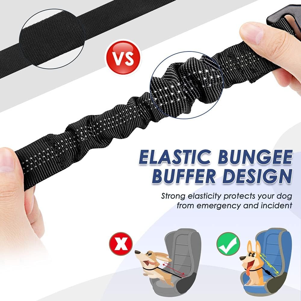image:imageSlowTon Dog Car Seat Belt Pet Seatbelt Clip Tether Puppy Safety Latch Bar Attachment Harness Leash Small Medium Large Dogs Adjustable Restraint Lockable Swivel Carabiner for Doggie Travel 1PCB
