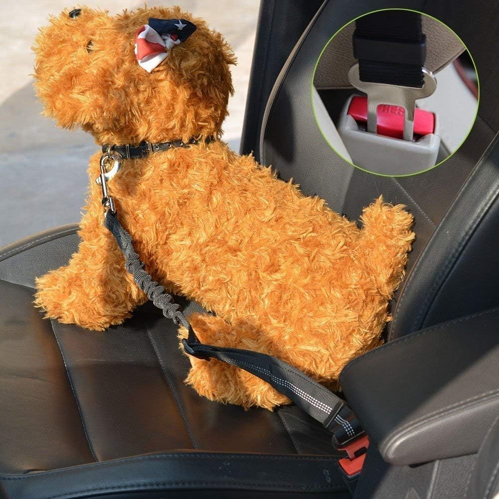 image:imageSlowTon Dog Seat Belt Harness for Car Dog Car Harness Adjustable Mesh Breathable amp Dog Seatbelt Safety Tether with Elastic Bungee for Small Medium Large PetsBlack Double Clip XXXSRBlueSingle Clip