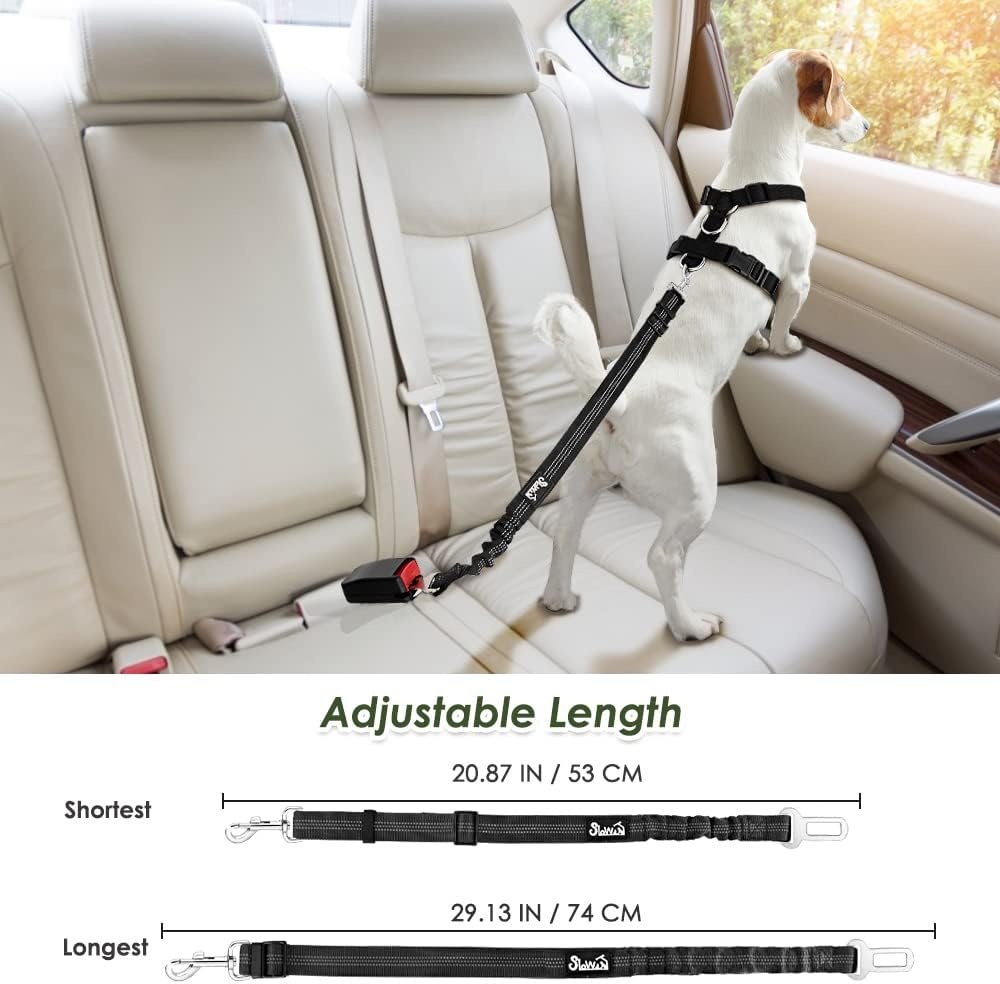 image:imageSlowTon Dog Seat Belt Harness for Car Dog Car Harness Adjustable Mesh Breathable amp Dog Seatbelt Safety Tether with Elastic Bungee for Small Medium Large PetsBlack Double Clip XXXSRRedSingle Clip